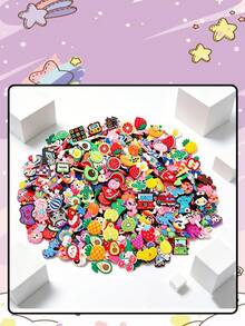 Random 10-100pcs Cute Cartoon Series Shoe Charms, Food/Animal/Flower/Sports, Suitable For Clogs, Sandals, High-Quality Shoe Accessories, Perfect Gift For Teens, Men, Women And Adults - Colorful - View 5