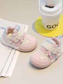 1雙春秋季嬰兒學步鞋，幼兒軟底防滑魔鬼氈功能鞋 - 粉色 - 查看 2