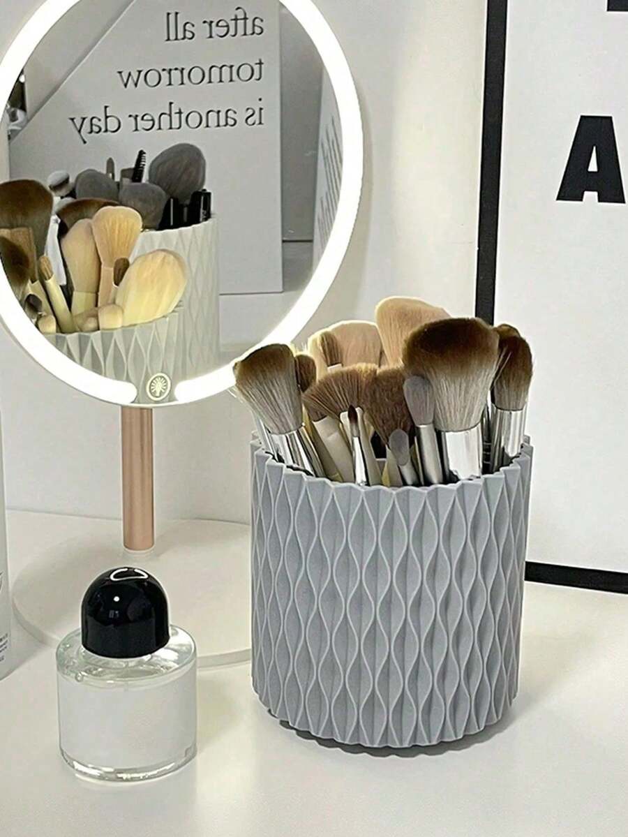 1pc 360° Rotating Large Capacity Makeup Brush Holder, Portable Dust-Proof Cosmetic Storage Cup, Suitable For Lipstick, Eyebrow Pencil And Eyeshadow Brush - Multicolor - View 1