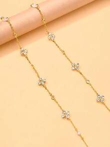 1pc Zirconia Flower Face Chain Eyeglass Chain Anti-Slip Anti-Drop Chain French Fashion Women Accessory - Flowers - View 3