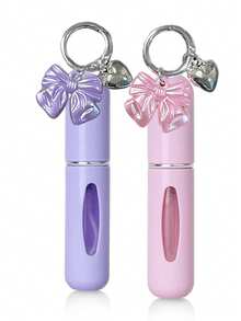 1/2/4-Piece Bow Pendant Perfume Spray Bottle With Key Chain, Bottom Filled Perfume Bottle, 5ml Travel Portable Perfume Bottle, Reusable, Ideal Gift For Ladies, Back-To-School Gift For Girls, Mini Perfume, Travel Bottle Set - Multicolor - View 6