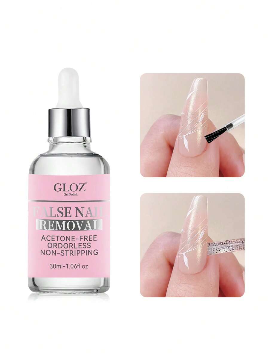 GLOZ 30ml 精準指甲油卸除液，適用於指甲貼紙，多功能指甲油卸除液，溫和凝膠指甲油卸除液，無丙酮指甲油卸除液