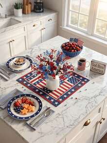 9pcs/Set Tricolor Baby's Breath Artificial Flower Bouquet,Patriotic Red White Blue Baby's Breath Floral Arrangement,Fake Flowers For Independence Day,Memorial Day, Dining Table Centerpiece,DIY Floral Decor,Home Decor, Indoor/Outdoor,Party,Wedding - Red, White and Blue - View 7
