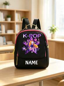 1pc Personalized Back To School Backpack, Casual Versatile K-Pop Music Idol Theme Print, Zipper Closure Nylon Material, Adjustable Shoulder Straps, Hand-Carry, Suitable For Dancing, Shopping, Outdoor Trips, Daily Use. Birthday Gift. - Multicolor - View 9