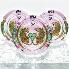 Fashionable Leopard Pattern Glass Ashtray, 3.34 Inch Round Ashtray, Home Decor Gift For Friends, Cartoon Animal Theme Ashtray - Colorful - View 5