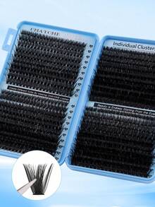 640pcs D Curl Classic False Eyelash Extension Set, Includes 10D To 150D Multiple Density Combinations, Synthetic Mink Material, Natural Curl, Soft And Comfortable, Lightweight And Easy To Apply, Cat Eye Style - D - View 10