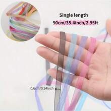 40pcs 6mm Wide Chiffon Ribbon, Random Color, Transparent Ribbon For Packaging, Wedding Bouquets, Party Garlands, Handmade Lace Fabric, Craft Materials - Multicolor - View 7