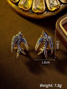 Vintage Double Swallow Lively Tassel Design Unique Niche Versatile Elegant Luxury High-End Fashion Jewelry Necklace And Earrings, A High-End Gift For Valentine's Day And Mother's Day, Suitable For Daily Wear, Parties, Banquets And Other Celebrations - Multicolor - View 5