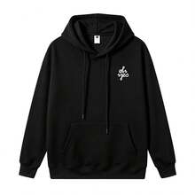 Fashion Brand LOGO Printed Unisex Hooded Sweatshirt With Kangaroo Pocket Design, Versatile And Comfortable Long-Sleeve Jacket - 黑色 - 查看 2
