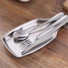 Stainless Steel Creative Spoon Rest, Spatula, Porridge Spoon, Soup Ladle Holder, Kitchen Utensil Rack, Storage Stand, Kitchen Gadget - Silver - View 4