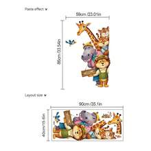 1/3/5 piezas Pegatinas de pared de bienvenida con animales salvajes de dibujos animados, jirafa, león, hipopótamo, pájaro, calcomanías de pared removibles, decoración de pared para entrada, dormitorio, fondo del hogar, regalo - Pegatinas de animales - Ver 10