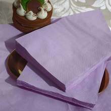 Serviette carrée violet clair, 2 épaisseurs, 12,5 x 12,5 cm, serviette de cocktail jetable, serviette de fête lilas, serviette de boisson et de dessert premium, pour mariage, fêtes, dîner d'anniversaire - Voir 5