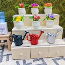 1/3pcs Mini Watering Can Micro Landscape DIY Decor, Iron Painted Craft, Bright Colors And Exquisite Design, Create Realistic Garden Scenery, Suitable For Miniature Courtyard, Countryside Scene, Landscape Handmade, Home Desktop Decoration, Fairy Garden Sand Table Layout Accessories - A - View 2