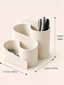 3D Printed Ivory Plastic Multi-Compartment Desktop Organizer, With Wavy Pen Holder And Pencil Cup, Modern Wavy Style Storage Box, Suitable For Home Office, Bookshelf, Workspace, Perfect Gift For Students, Writers, Office Workers, Aesthetic Stationery Organizer - Multicolor - View 5