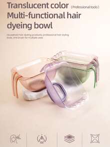 Transparent Hair Dye Bowl With Handle, Non-Slip Base, Suitable For Salon Or Home Hair Styling DIY Use, Hair Color, Bleaching And Styling Tools, Professional Hair Styling Tools, Hair Dye Tray, Hairdressing Tools, Hair Accessories, Specifically Designed For Hair Dyeing, Essential For Hair Dyeing - Multicolor - View 2