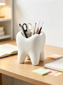 1pc Creative And Fun Toothbrush Holder, Large White Tooth-Shaped Toothbrush Cup, Desktop Storage And Decoration That Can Hold Toothbrushes, Toothpaste, Bathroom Supplies, Bathroom Decoration.Halloween Decorations And Small Gifts Room Decor - Multicolor - View 6