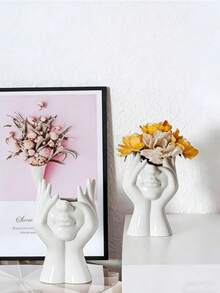 1 pieza Soporte para brochas de maquillaje con forma de Body humano hecho a mano de resina, organizador de cosméticos de escritorio escultórico único, cesta de almacenamiento para tocador de dormitorio y baño, regalo lindo para volver a la escuela, decoración de habitación, esencial para dormitorio universitario y apartamento - Multicolor - Ver 5