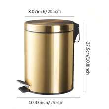 5-Liter Champagne Black Round Metal Foot-Operated Trash Can Waste Paper Basket Garbage Container With Detachable Inner Liner Bucket Suitable For Kitchen, Bathroom, Household, New Year Use - Multicolor - View 5