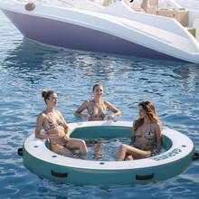 Heavy Duty Inflatable Floating Dock With Central Hammock – 8ft Round PVC Water Platform For 4-6 Adults – Non-Slip Surface, Sunchill Float Ring & Tanning Pool Included – Perfect For Lake, Pool, Family Gatherings - 圓形浮動 - 查看 1