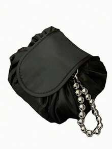 Drawstring Travel Makeup Bag, Portable Cosmetic Storage Bag, Women's, Waterproof Large Capacity Toiletry Bag, Suitable For Business Trips, Weekend Getaways, Home Storage (Black) - Black - View 11