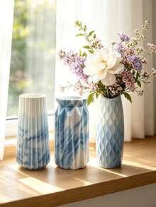 1pc Round Vertical Striped Vase Silicone Mold European Style Casting Mould For Gypsum Concrete Epoxy Resin Hydroponic Planter Pen Holder Dried Flower Container DIY Home Decor Handmade Birthday Gift - A - View 3