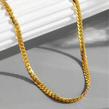 Fashion Hip Hop Stainless Steel Gold Snake Bone Blade Flat Chain Necklace, Non-Fading For Men - Gold - View 3