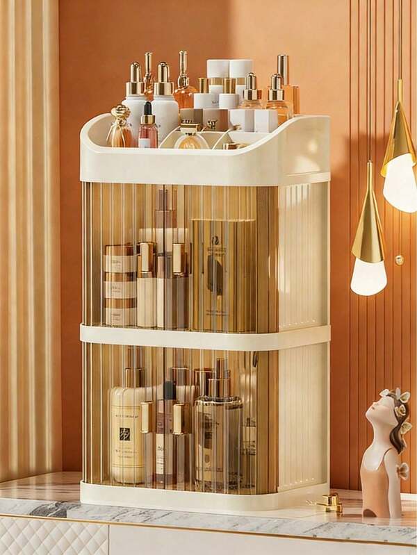 Caja de almacenamiento de maquillaje de lujo de alta gama, estilo de cajón, a prueba de polvo, organizador de tocador, adecuado para productos de cuidado de la piel, gran capacidad