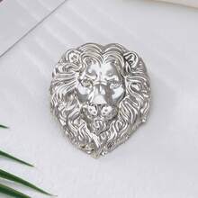 1pc Vintage Personalized Exaggerated Metal Lion Head Brooch Modern Abstract Design Lapel Pin Fashion Art Jewelry Suitable For Daily - Gold - View 3