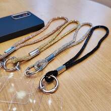 1pc Shiny Rhinestone Crystal Short Phone Lanyard Wrist Strap Anti-Loss Phone Chain Compatible With IPhone/ Series Durable Fashion Y2K Full Rhinestone Phone Lanyard For Women - Multicolor - View 2