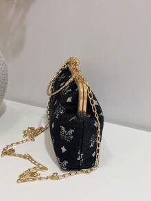 女款 PU 皮革斜挎包，復古扣環手提包，可調節肩帶，純色輕量肩背包，內襯聚酯纖維 - 黑色 - 查看 9