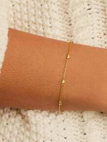 1pc S925 Sterling Silver Polished Heart Stackable Bracelet For Women, Minimalist Korean Ins Style, Elegant Gentle Aesthetic Niche Jewelry, Versatile For Daily Commute, Casual Fashion Outfit, Gift - Love - View 5