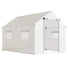3 X 2 X 2 M Greenhouse, Plastic Film Greenhouse With 4 Mesh Windows, Wide Roll-Up Zipper Door, Insect Screen, UV Resistant - White - View 1