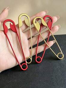 5/2pcs Multi-Color Women's New Fashion Oversized Safety Pin Shaped Hair Bun Holder, Creative Minimalist Hair Accessory, Back Of Head Hair Clip, Personalized Hair Decoration, Hair Styling Accessory For Party And Daily Wear - Multicolor - View 3