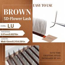 FOXYMEI 12 Rows Brown 5D Eyelashes C/D/LC/LD/LU(M) Curl, Lightweight & Soft, 8-15mm, Fine Tapered Flower Lash Extensions, 0.07mm, Pre-Made Voluminous Lashes, Mixed Style For Full Effect, Lash Technician Supplies - View 18