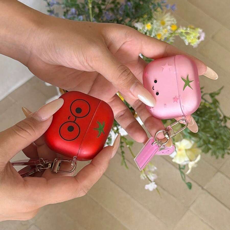 Matte Fun Strawberry Tomato + Card Set Compatible With Apple Pro 3 Case/ Pro 2 Case/ Pro Case/ 4 Case/ 3 Case/ 2 Case/Fashion Women's Earphone Case/Minimalist Earphone Case/Apple Earphone Case/Apple Earphone Cover