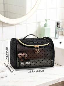 1/2pcs Portable Mesh Makeup Bag For Women, Large Capacity Mesh Toiletry Bag With Hanging Hook, Travel Wash Bag, Hanging Cosmetic Organizer, Toiletries Storage Bag, Essential Organizer For Business Trip And Travel - Multicolor - View 10