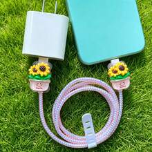Flower Design Cable Protector, Anti-Breakage Charging Cable Protector, Compatible With IPhone 12-15/16, Type-C & Lightning Data Cable Protector, Cute Decorative Charging Cable Protector - Multicolor - View 4