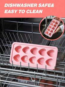 1/2pcs Heart-Shaped Silicone Ice Cube Tray - 10-Cavity Heart Ice Mold For Chocolate, Pudding, Jelly, And Candy | Flexible Manual Mold For Freezer, Kitchen Accessory, Refrigerator Ice Tray, Easy Release, Reusable - Multicolor - View 13