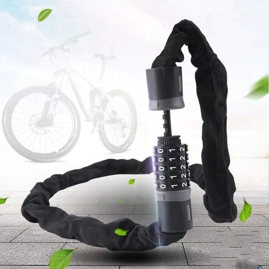 1pc 90cm Bicycle Chain Lock 5-Digit Combination Lock Anti-Theft Lock Extended & Thickened Electric Combination Chain Lock Cycling Gear Multi-Function Security Lock Outdoor Cycling Anti-Theft Security Lock - Multicolor - View 1