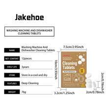 jakehoe Tablet Pembersih Mesin Cuci & Mesin Pencuci Piring 2 in 1 (12 Buah) Pembersih Mendalam Penghilang Kerak & Bau Pembersih Mesin Cuci Tugas Berat Spons Pembersih Rumah Tangga Padat Penting Untuk Mesin Cuci Muat Atas/Depan & Semua Mesin Pencuci Piring - Berbagai bentuk - View 7