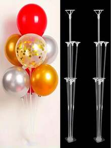 2 sets de soportes adhesivos para columna de globos de 7 agujeros, para decoración de escritorio (72 cm), adecuados para bodas, mesas de comedor, graduaciones, escenarios, fiestas y decoración de cumpleaños - Blanco - Ver 1