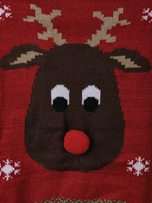 Christmas Pet Clothes Red Nose Reindeer Pet Sweater Poodle Teddy Small Medium Large Dog Sweater - Red - View 6