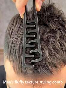 Portable Fluffy Wide-Tooth Comb, Rich Texture, Unisex, ABS Plastic Material, Suitable For Coarse, Curly, Wavy And Natural Hair Types, Ideal For Home And Travel Use, Easy To Style - One Size Fits All - View 3