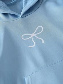 Sweatshirt Hoodie Motif Pita Biru Muda untuk Anak Perempuan, Sweatshirt Pullover Longgar dengan Bahu Jatuh dan Kantong Kanguru, Atasan Kasual Serbaguna untuk Musim Semi dan Gugur - Biru - View 5