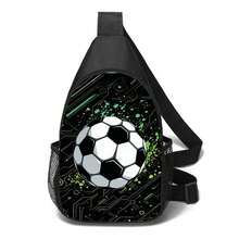 Crossbody Bag, Football Style, Front Pocket Sports Bag, Colorful Holiday Football Print - Casual Style Shoulder Bag, Polyester Material - 彩色 - 查看 12
