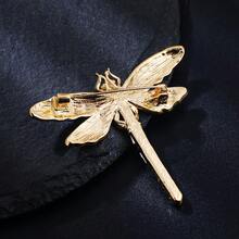 1pc Elegant Alloy Handmade Oil Enamel Emerald & Colorful Rhinestone Dragonfly Brooch, Suitable For Women's Suit, Dress, Commute, Banquet Wear - Dragonfly - View 5