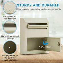 White Wall Mount Locking Mailbox For Outdoor – Secure Steel Metal Post Box, Weatherproof Security Drop Box With Key Lock For House, Office, Or Garage, 12x4.5x15 In - Wall-mounted BG-bLE-001 12*4.5*15 Inches - View 2