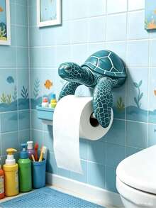1pc Turtle Wall-Mounted Toilet Paper Holder, Bathroom Towel Rack, Rustic Beach Coastal Decor, Suitable For Kitchen, Bathroom, Bathroom Storage, Bathroom Accessories, Home Storage, Home Decor, College Dorm Essential, Back To School, Halloween, Christmas Gift Best Choice - Multicolor - View 1