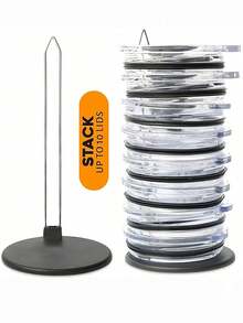 No-Drill Kitchen Lid Organizer With Stable Base To Stack Covers Space-Saving Vertical Lid Storage Rack For Kitchen Minimalist Kitchen Dining Table Cup Lid Organizer Ideal For Coffee Station Countertops Kitchen Storage Essentials - Multicolor - View 7