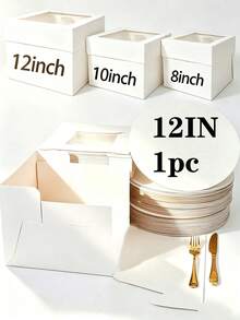 Cake Box With Cake Board, 12 Inch High Cake Box, Cake Transport Container, White Cake Tray Holder For Baking Foods Cookies Desserts Pastries Cupcakes Bakery (12 X 8 Inch) - View 16